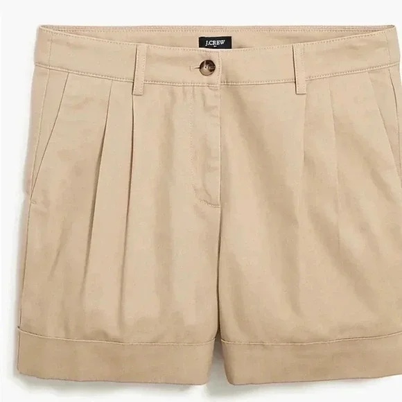 J Crew Shorts Pleated Khaki Chino 4” Inseam NWT Womens Size 16 Cotton - Picture 4 of 11